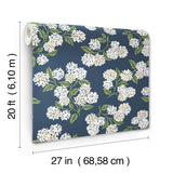 Rifle Paper Co. Hydrangea Navy & White Peel & Stick Wallpaper