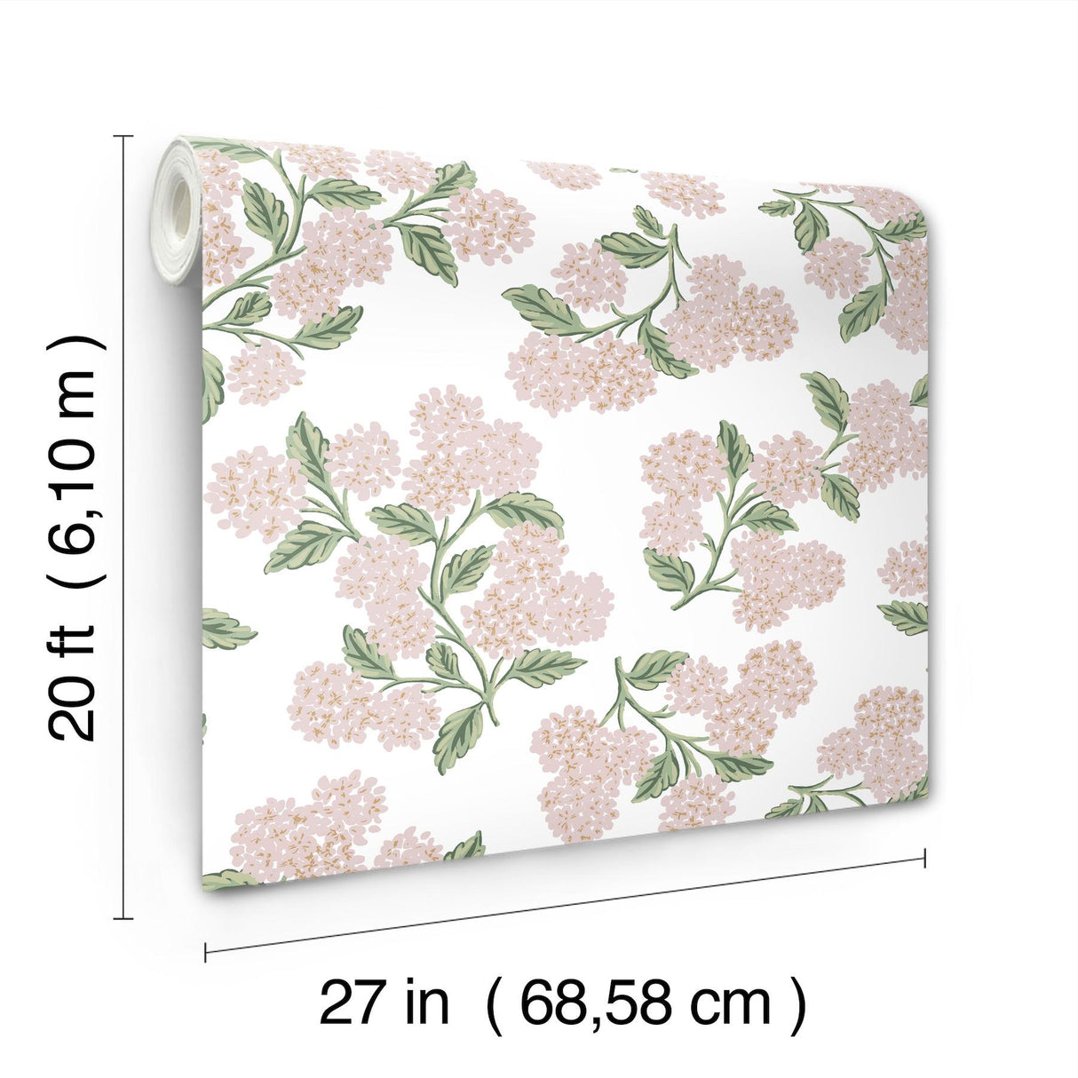 Rifle Paper Co. Hydrangea Pink & White Peel & Stick Wallpaper