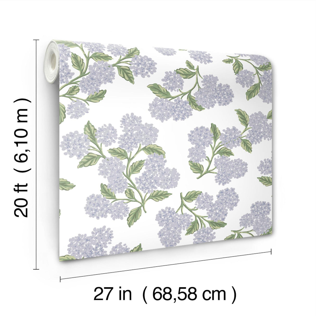 Rifle Paper Co. Hydrangea Lilac & White Peel & Stick Wallpaper