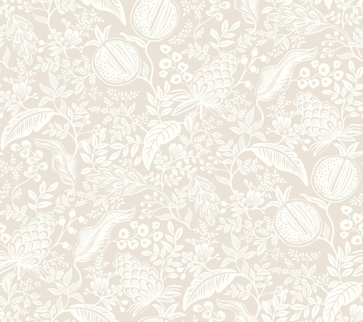 Rifle Paper Co. Pomegranate Beige & White Peel & Stick Wallpaper