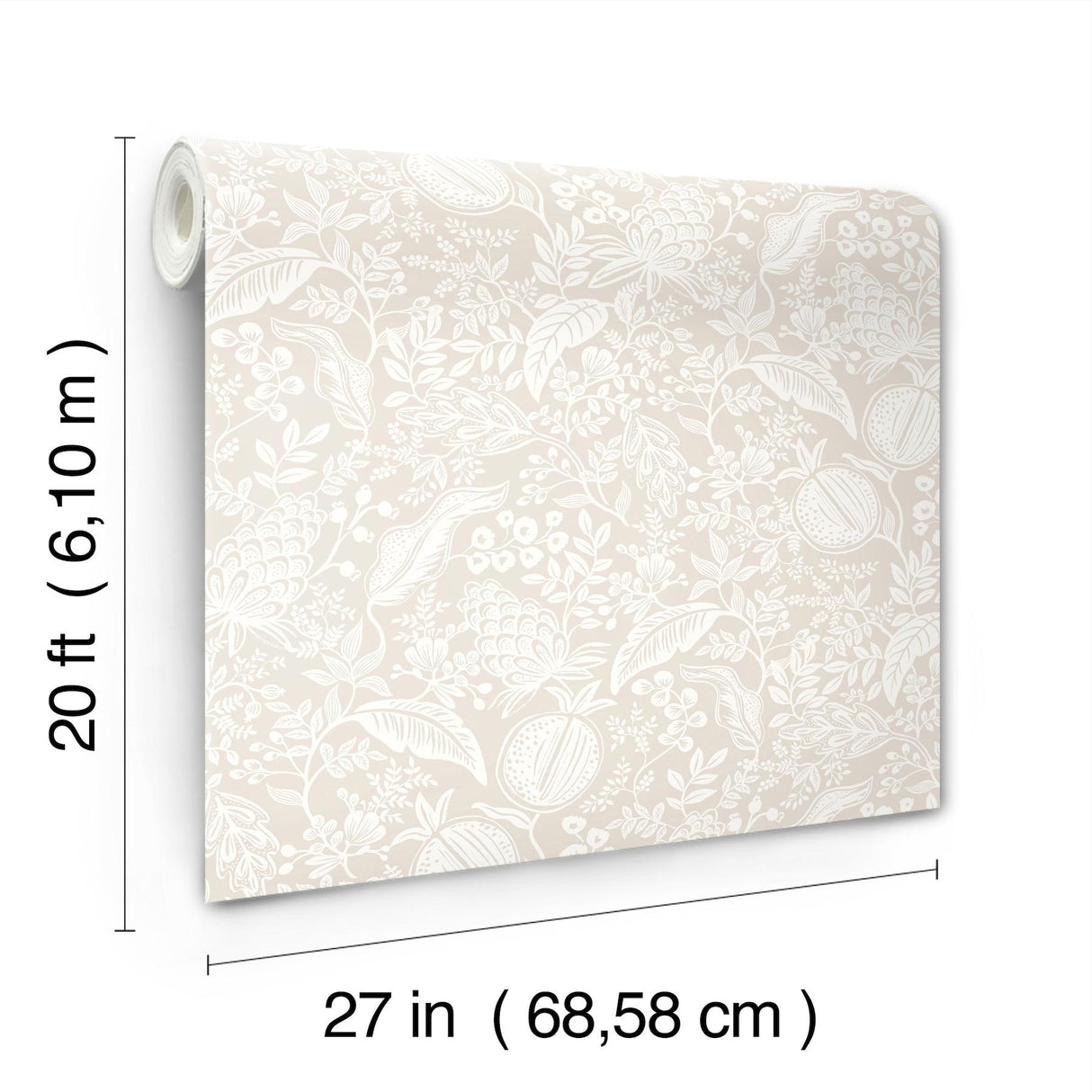 Rifle Paper Co. Pomegranate Beige & White Peel & Stick Wallpaper