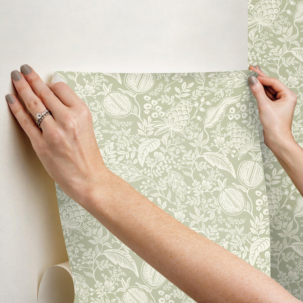 Rifle Paper Co. Pomegranate Pistachio Peel & Stick Wallpaper
