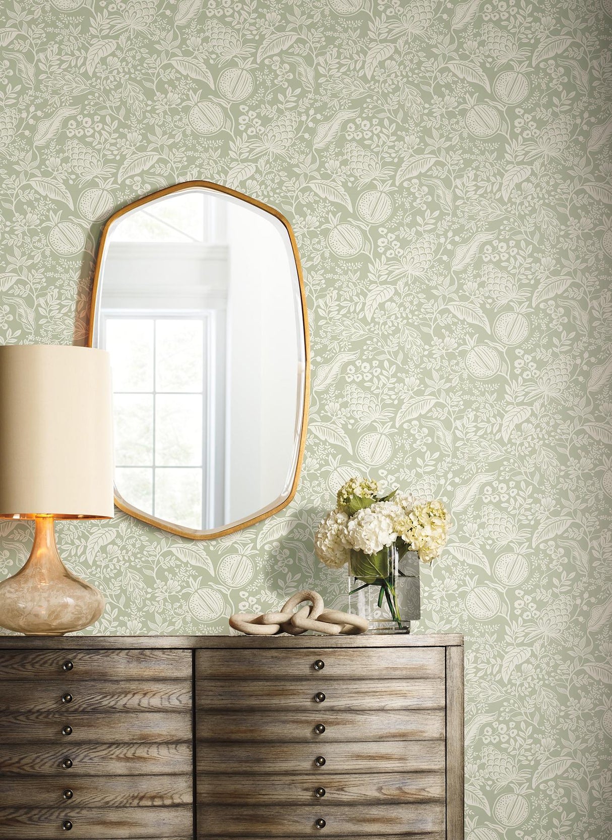 Rifle Paper Co. Pomegranate Pistachio Peel & Stick Wallpaper
