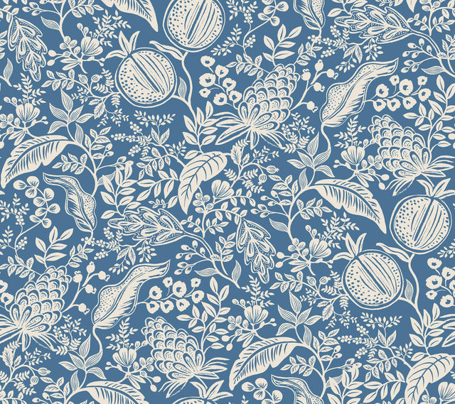 Rifle Paper Co. Pomegranate Blue & Ivory Peel & Stick Wallpaper