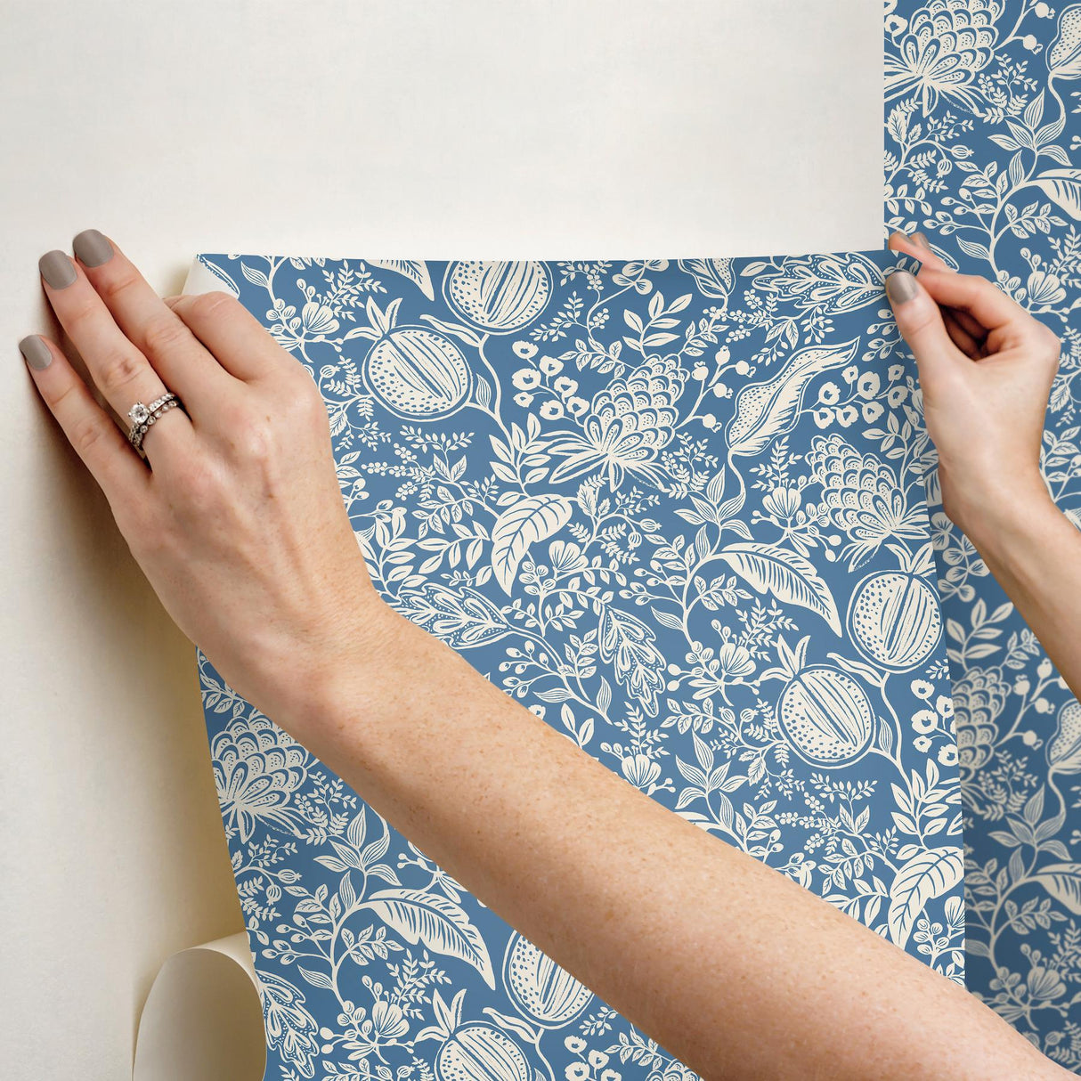 Rifle Paper Co. Pomegranate Blue & Ivory Peel & Stick Wallpaper