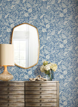Rifle Paper Co. Pomegranate Blue & Ivory Peel & Stick Wallpaper