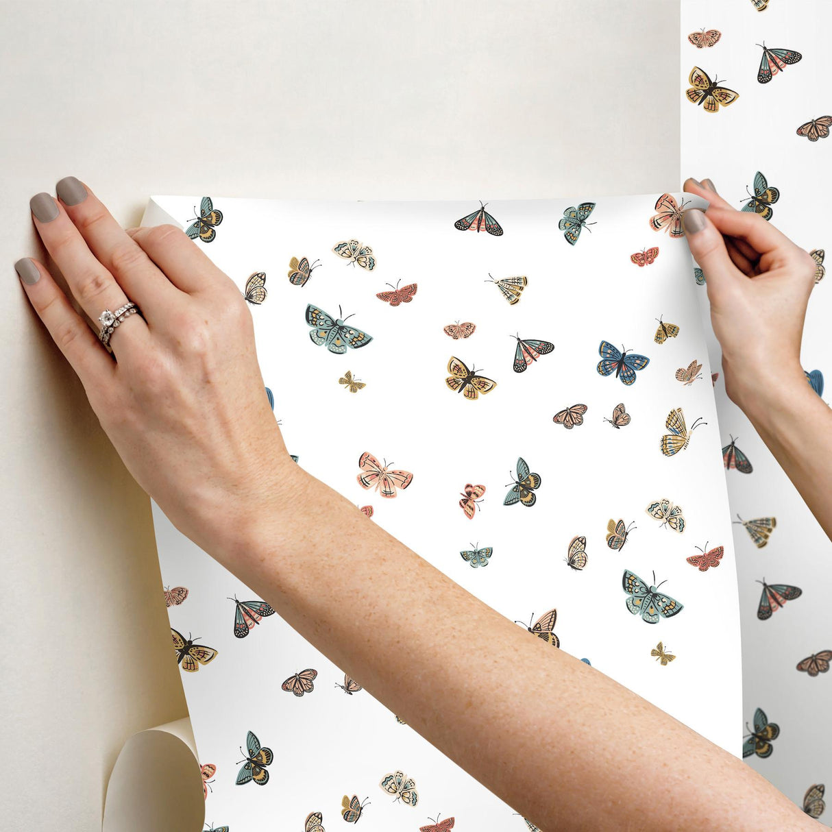 Rifle Paper Co. Butterfly House White Peel & Stick Wallpaper