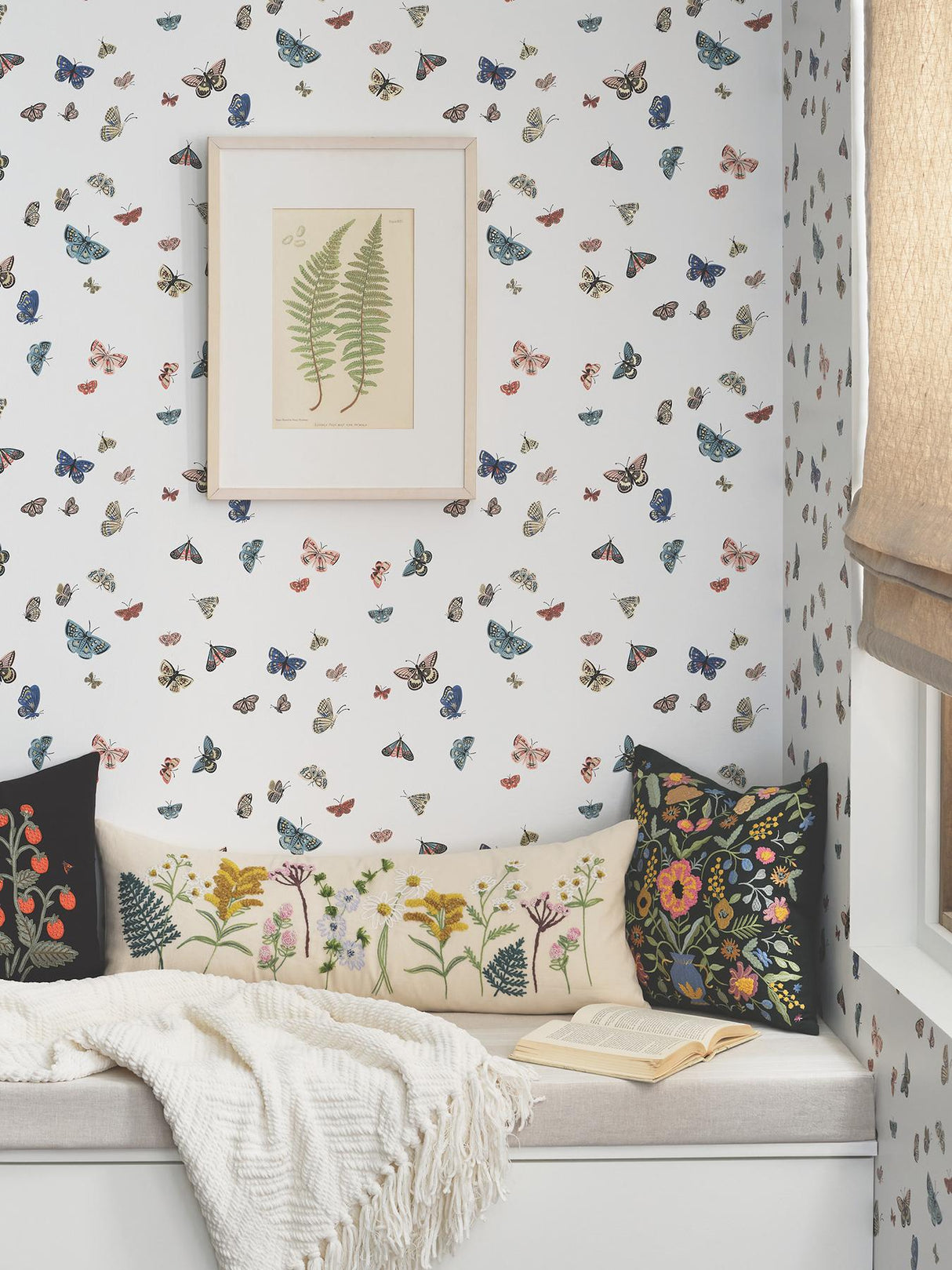 Rifle Paper Co. Butterfly House White Peel & Stick Wallpaper