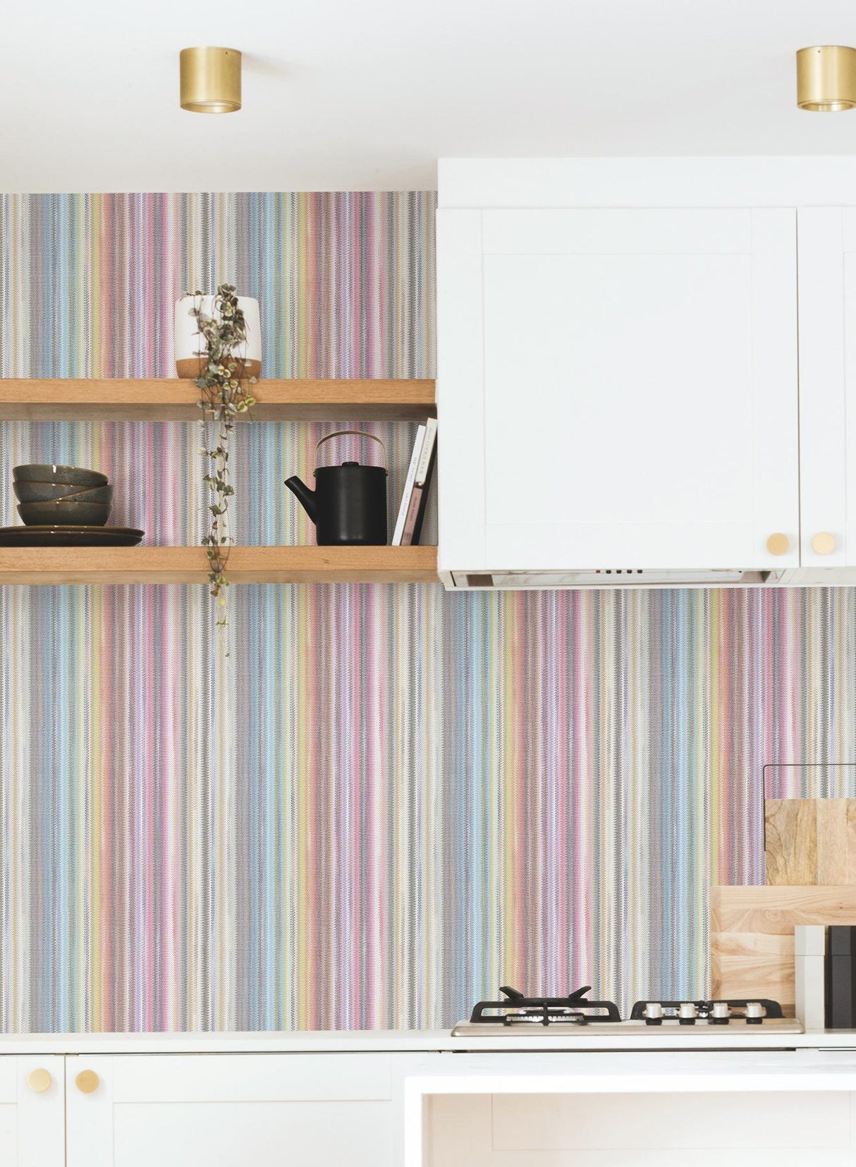York Wallcoverings Striped Sunset Rainbow Wallpaper