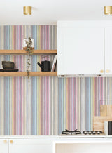 York Wallcoverings Striped Sunset Rainbow Wallpaper