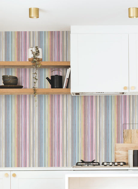 York Wallcoverings Striped Sunset Rainbow Wallpaper