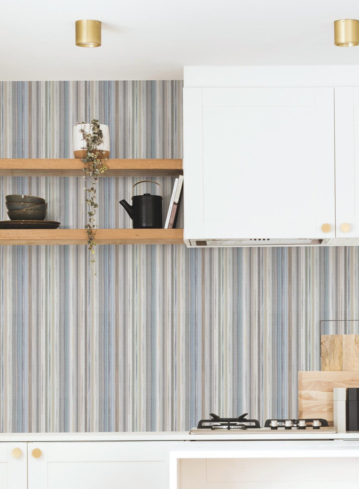 York Wallcoverings Striped Sunset Blue Grey Wallpaper