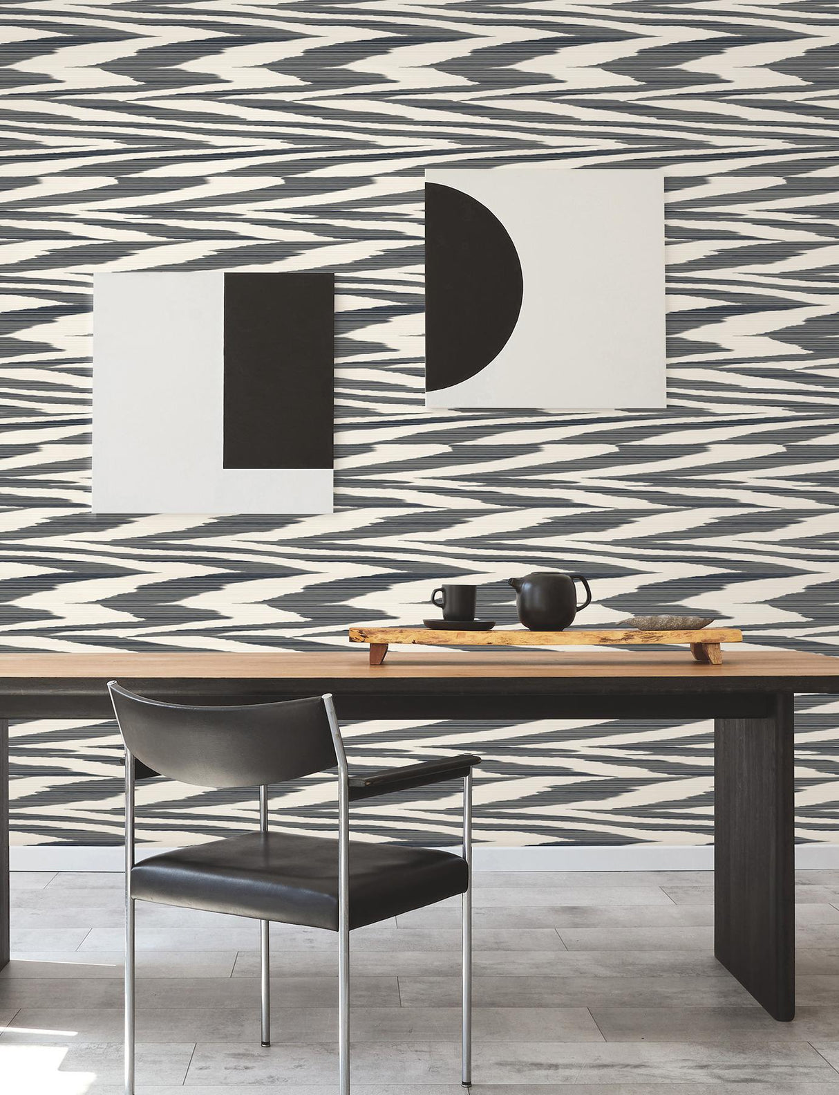 York Wallcoverings Flamed Zig Zag Black Wallpaper