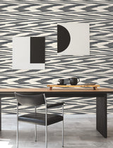 York Wallcoverings Flamed Zig Zag Black Wallpaper