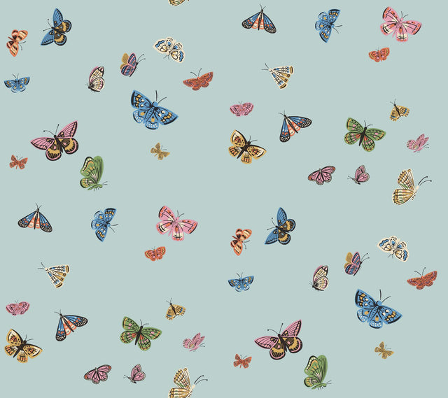 Rifle Paper Co. Butterfly House Light Blue Peel & Stick Wallpaper