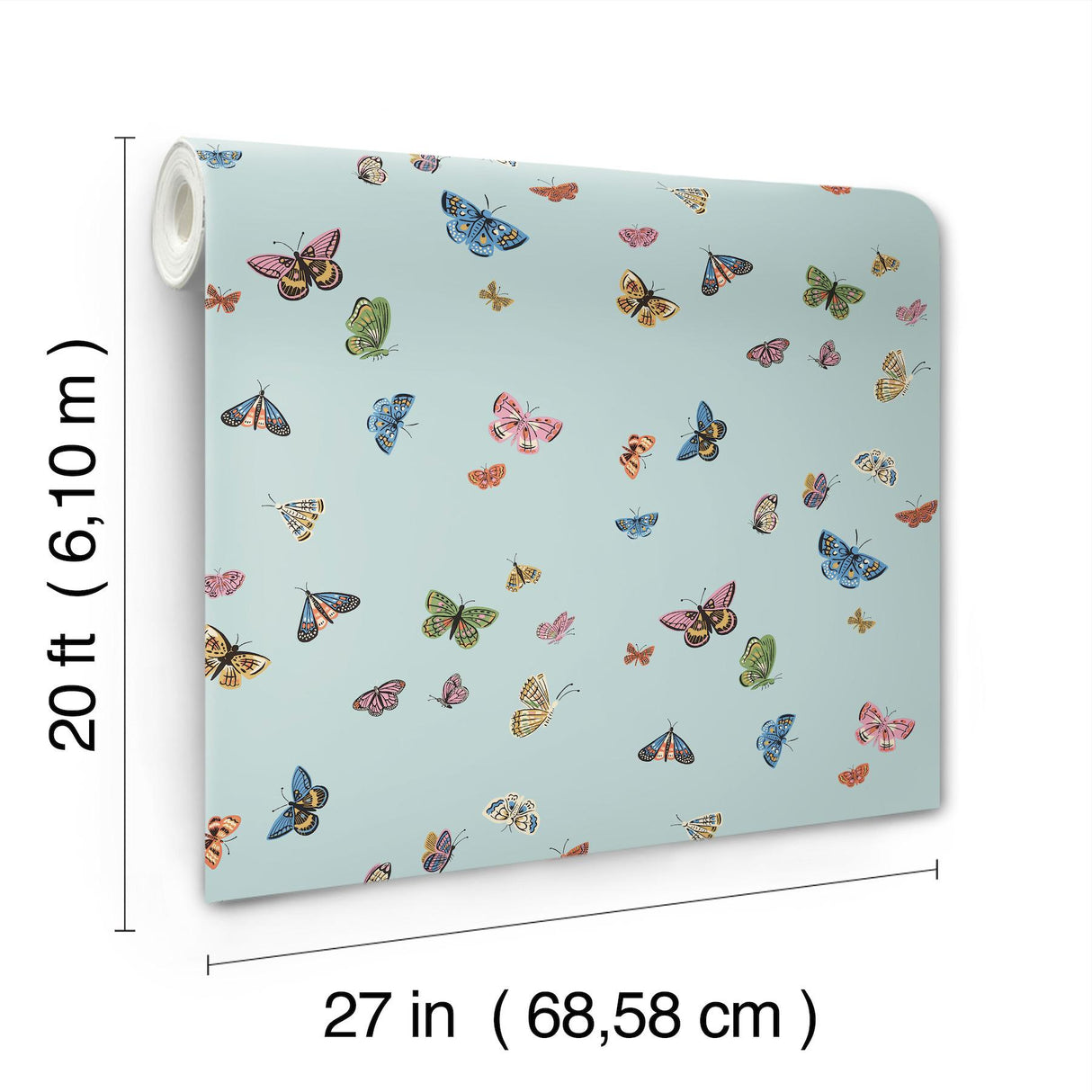 Rifle Paper Co. Butterfly House Light Blue Peel & Stick Wallpaper