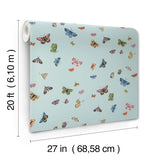 Rifle Paper Co. Butterfly House Light Blue Peel & Stick Wallpaper