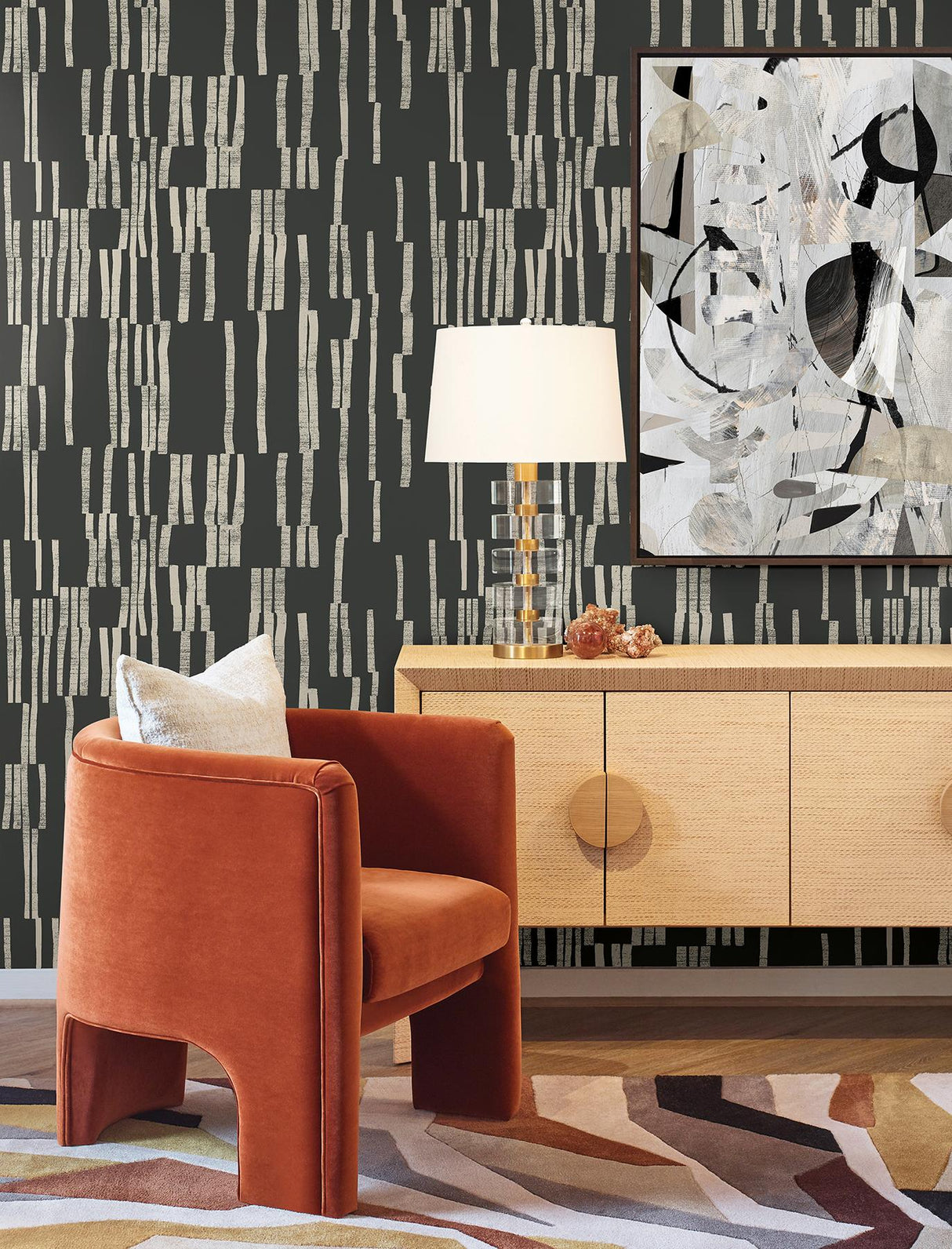 RoomMates Koso Black & Taupe Wallpaper
