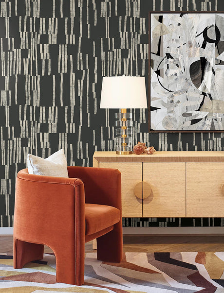 RoomMates Koso Black & Taupe Wallpaper