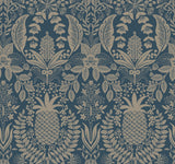 Rifle Paper Co. Pineapple Damask Navy Wallpaper