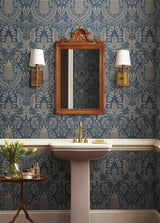 Rifle Paper Co. Pineapple Damask Navy Wallpaper
