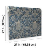 Rifle Paper Co. Pineapple Damask Navy Wallpaper