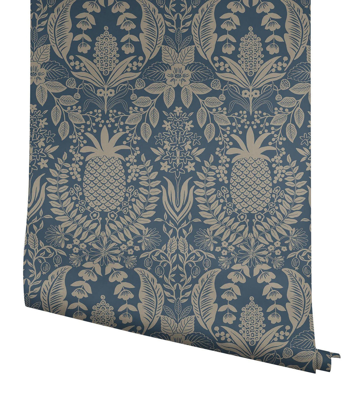 Rifle Paper Co. Pineapple Damask Navy Wallpaper