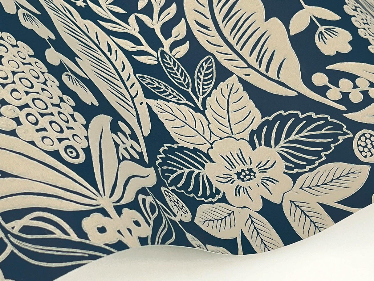 Rifle Paper Co. Pineapple Damask Navy Wallpaper