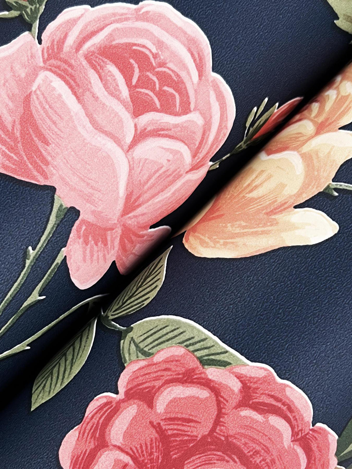 Rifle Paper Co. Roses Navy Wallpaper