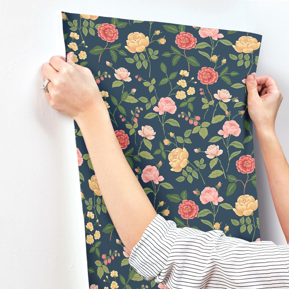 Rifle Paper Co. Roses Navy Wallpaper