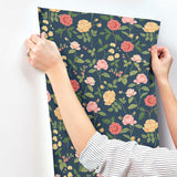 Rifle Paper Co. Roses Navy Wallpaper