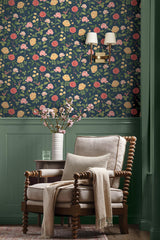 Rifle Paper Co. Roses Navy Wallpaper