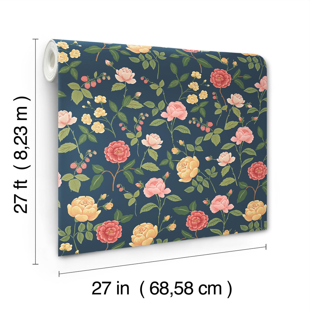 Rifle Paper Co. Roses Navy Wallpaper