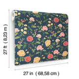 Rifle Paper Co. Roses Navy Wallpaper