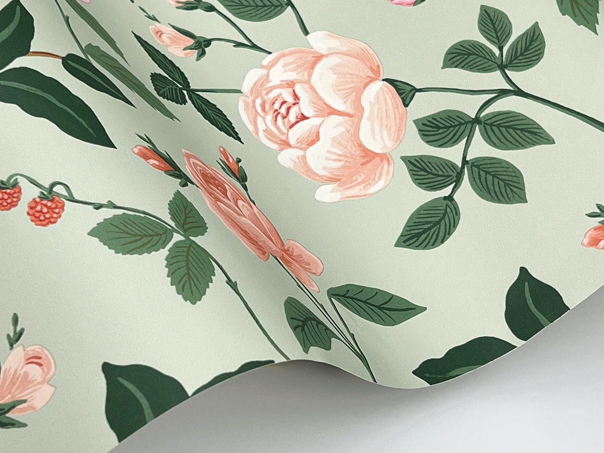 Rifle Paper Co. Roses Mint Wallpaper