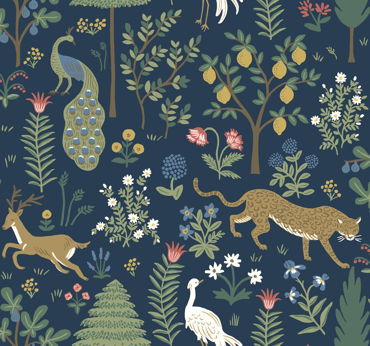 Rifle Paper Co. Menagerie Blue & Brown Wallpaper