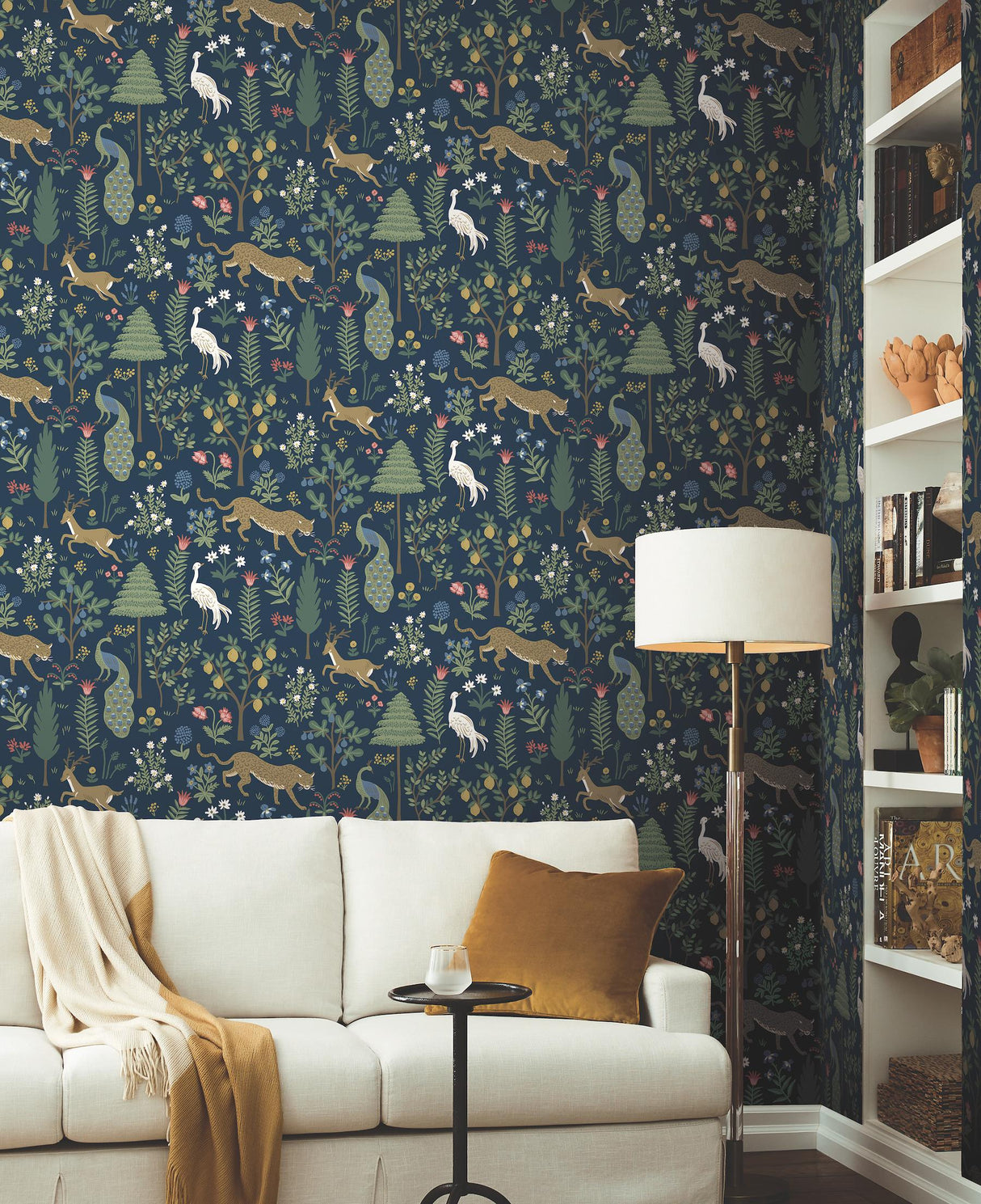 Rifle Paper Co. Menagerie Blue & Brown Wallpaper