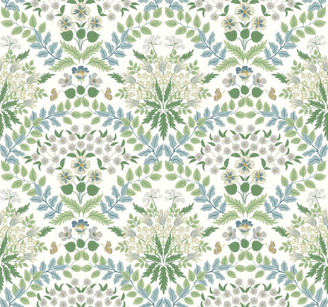 Rifle Paper Co. Bramble White & Blue Wallpaper