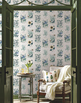 Rifle Paper Co. Botanical Prints White & Blue Wallpaper