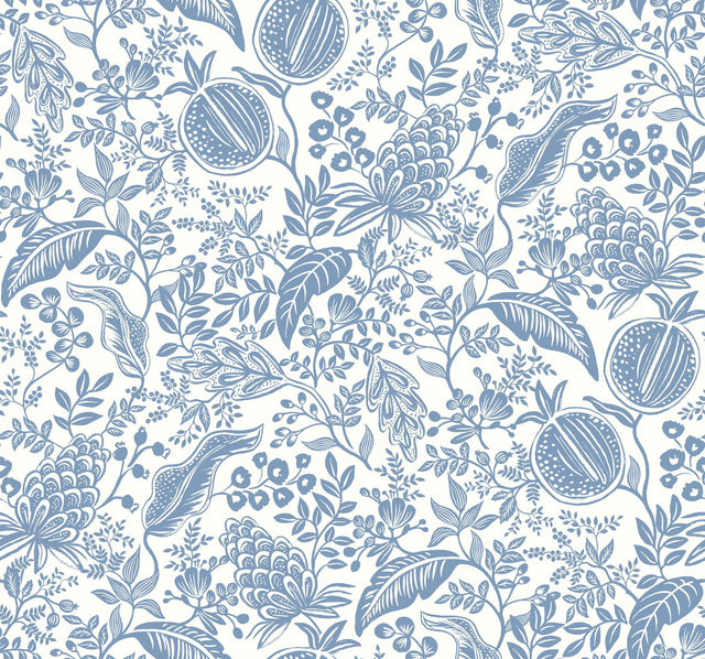 Rifle Paper Co. Pomegranate White & Blue Wallpaper