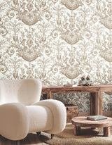 York Wallcoverings Avian Fountain Toile Mink Wallpaper