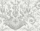 York Wallcoverings Avian Fountain Toile Grey Wallpaper