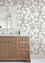 York Wallcoverings Tropical Sketch Toile Brown Wallpaper