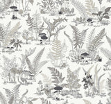 York Wallcoverings Mushroom Garden Toile Black & Grey Wallpaper