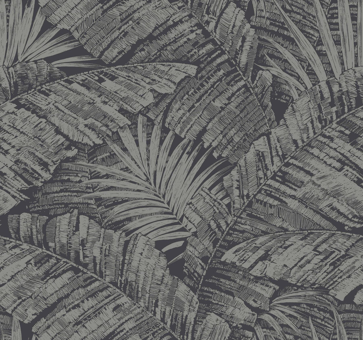 York Wallcoverings Palm Cove Toile Silver & Black Wallpaper