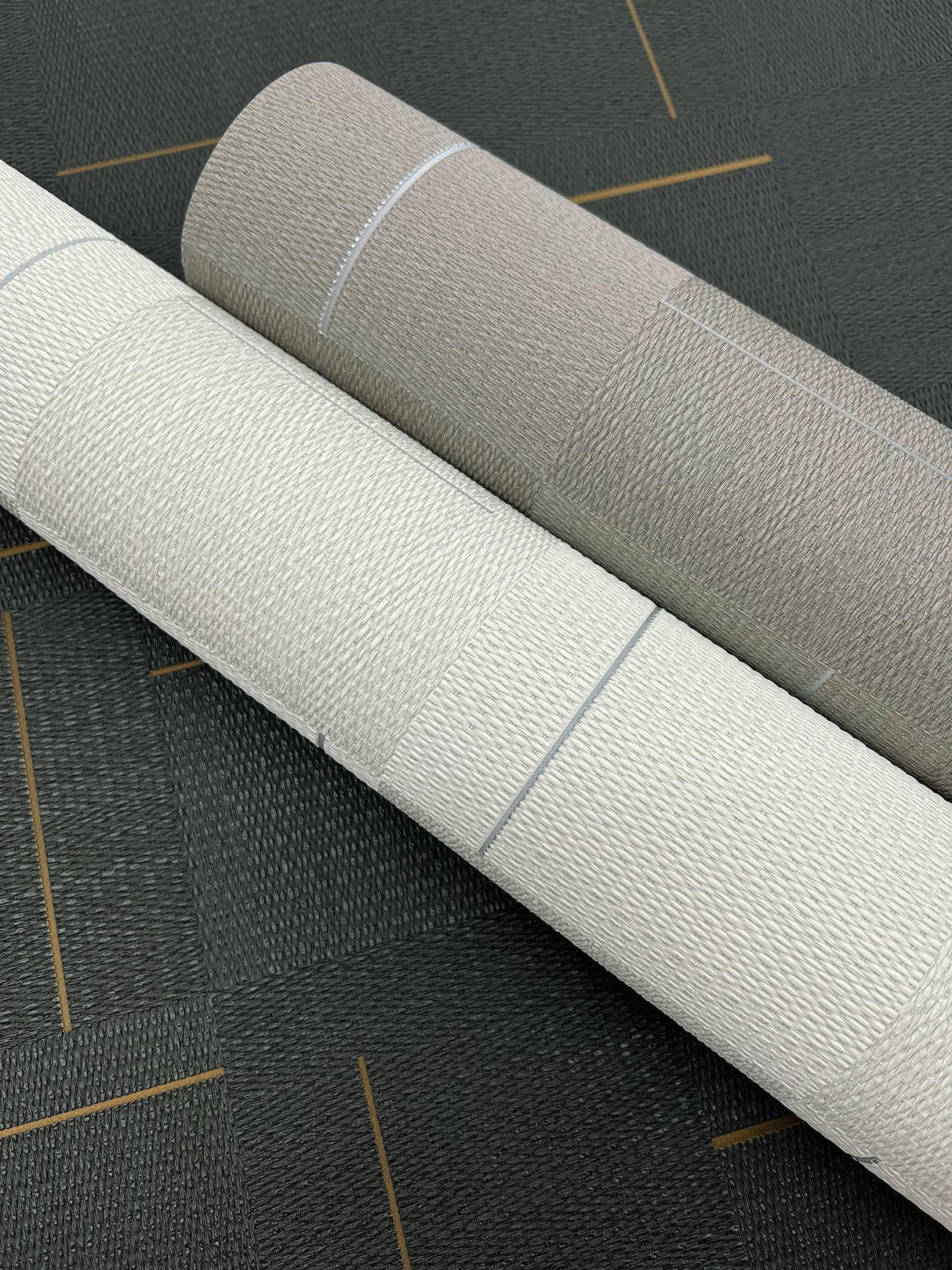 York Wallcoverings Geo Block Weave Taupe Wallpaper