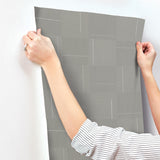 York Wallcoverings Geo Block Weave Taupe Wallpaper