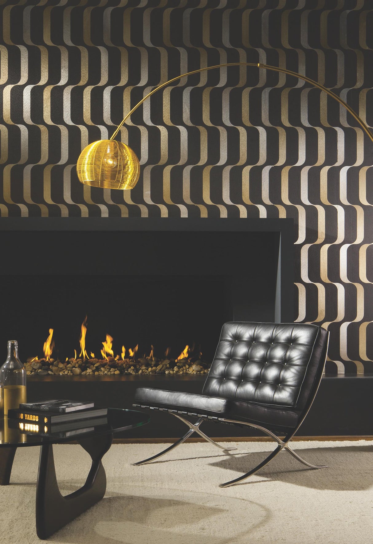 York Wallcoverings Ribbon Black Wallpaper
