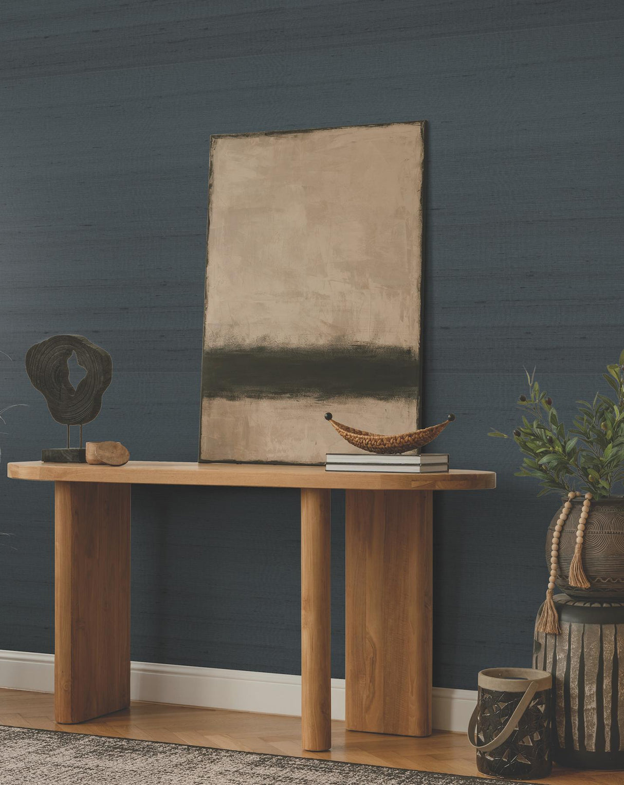 Ronald Redding Designs Saori Navy silk Specialty Wallpaper