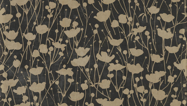 Ronald Redding Designs Shimmering Poppies Black & Gold Wallpaper